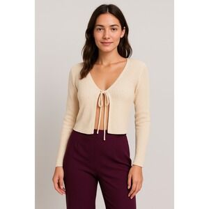 Commense Tie Front Eyelet Cardigan size XS‎